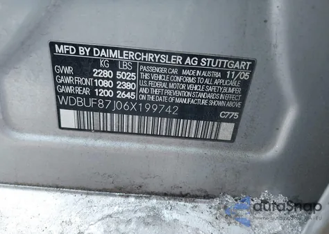 2006 Mercedes-Benz E 350 4Matic z USA, uszkodzony, nr VIN WDBUF87J06X199742